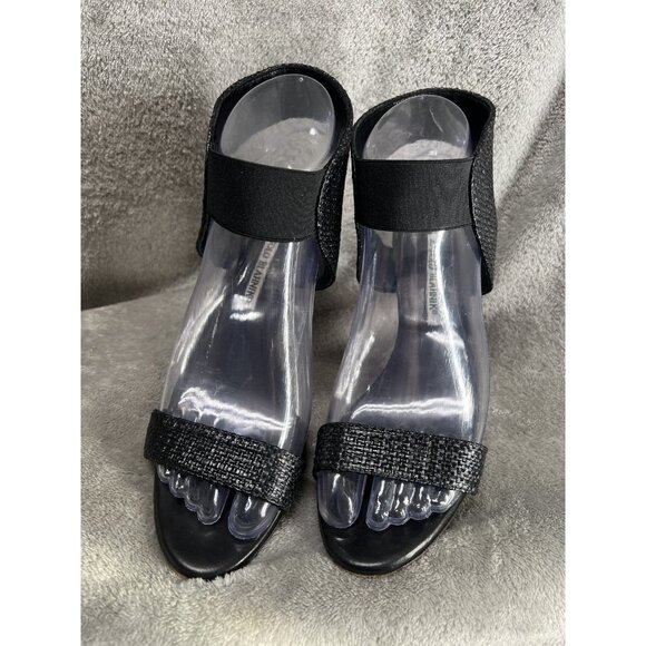 MANOLO BLAHNIK Women’s 37 US 6.5 Black Open Toe Sandals High Heels Shoes SITC - Picture 7 of 8